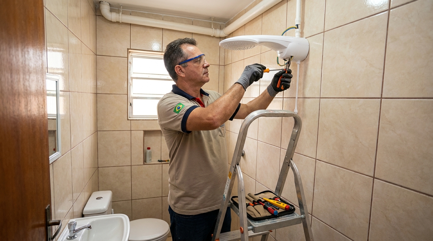 Substituição de Chuveiro Antigo em Guarapari‑ES